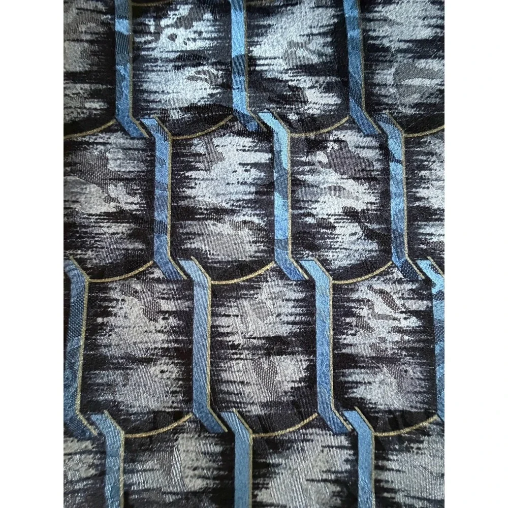 Louis Roth Neckwear Tie Blue Silver Abstract Geometric Italy 100% Silk JBHS